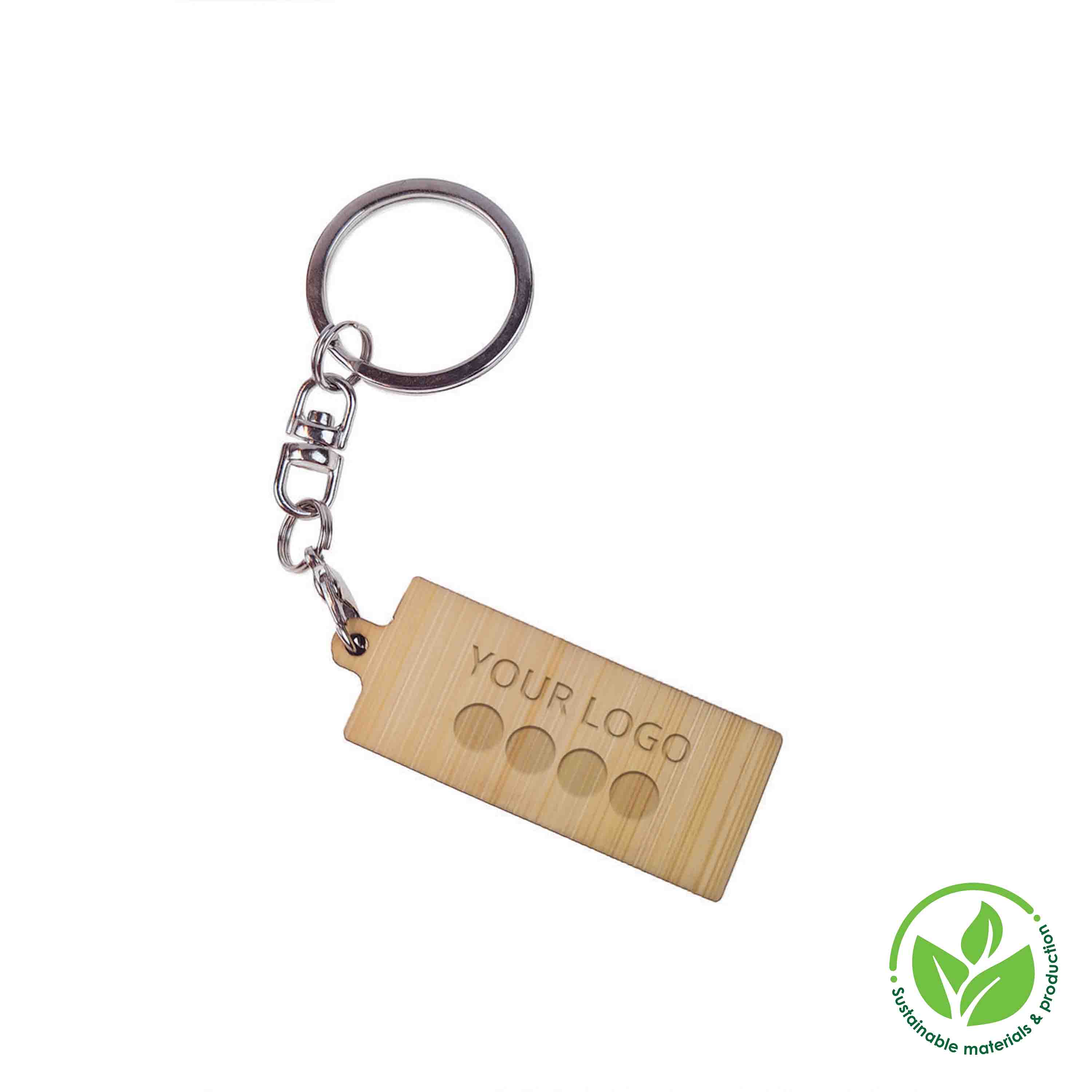 Llavero Bamboo Rectangular 41 x 18 mm, Grabado a láser