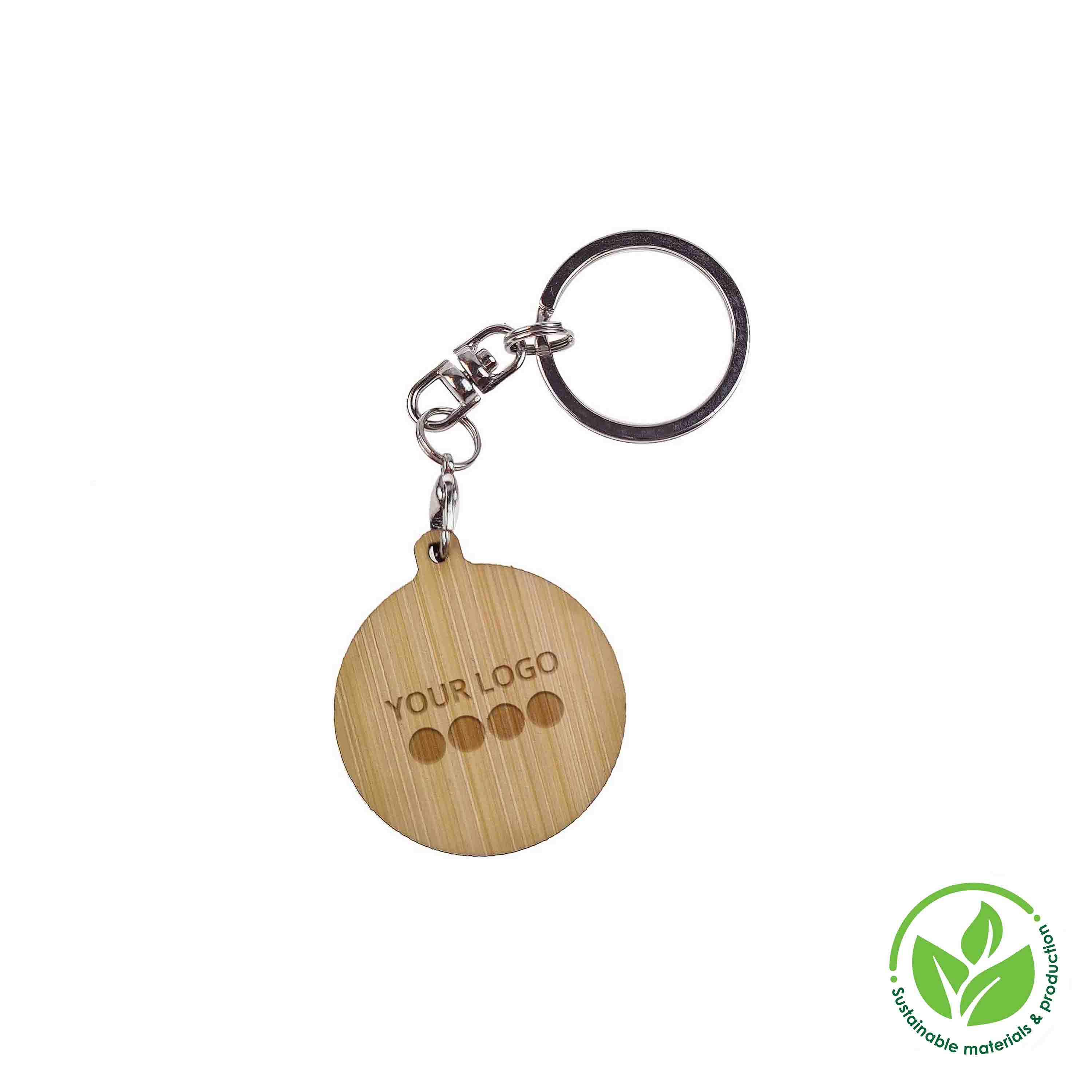 Llavero Bamboo Round 32 mm, Grabado a láser